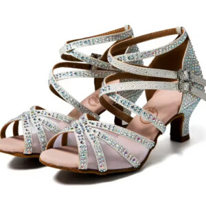 Buty do tańca buty ślubne cyrkonie biały 5 cm obcas