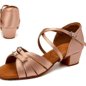 Buty do tańca dziecięce regulowane pudrowy róż