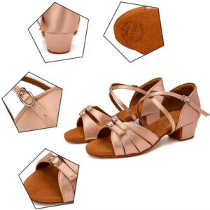 Buty do tańca dziecięce regulowane pudrowy róż