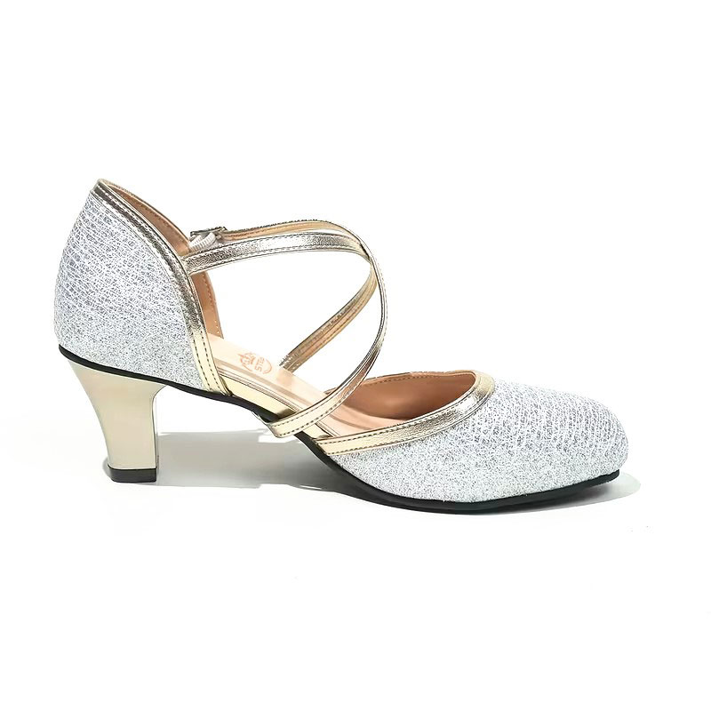 Buty do tańca srebne zakryte - obrazek 2