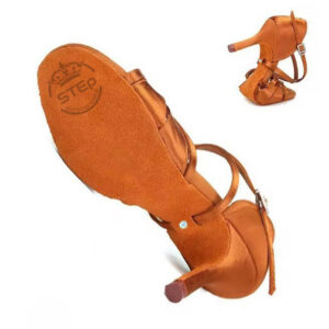 Buty do tańca miedziany 8.5 cm slim obcas pleciony
