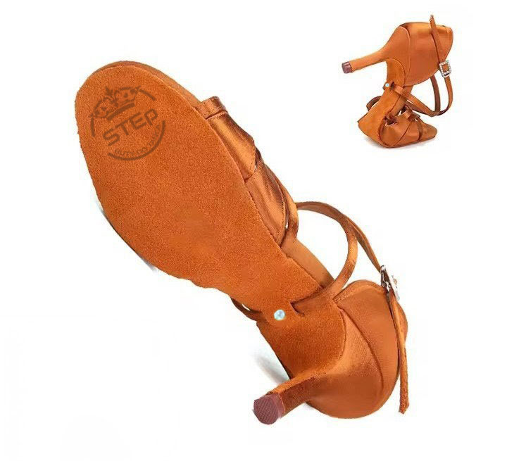 Buty do tańca damskie miedziane 8.5 obcas plecione - obrazek 4