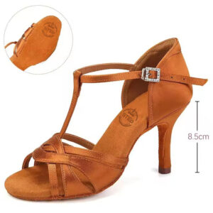 Buty do tańca miedziany 8.5 cm slim obcas pleciony