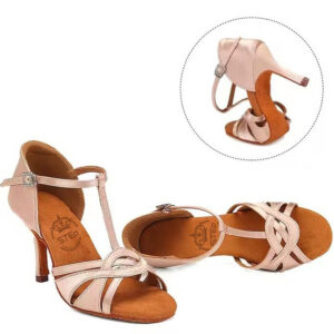 Buty do tańca pudrowy róż 8.5 obcas pleciony