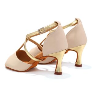 Buty do tańca beż złoto baroczek