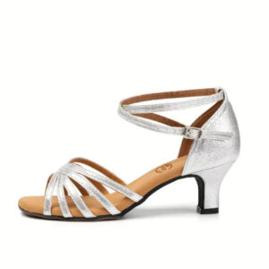 Buty do tańca  srebro guma antypoślizgowa 5cm obcas