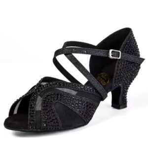 Buty do tańca czarne cyrkonie obcas 5cm