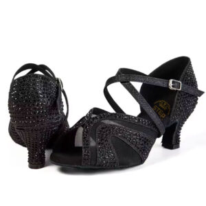 Buty do tańca czarne cyrkonie obcas 5cm