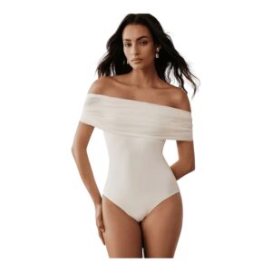 Body białe do tańca odkryte ramiona LENA